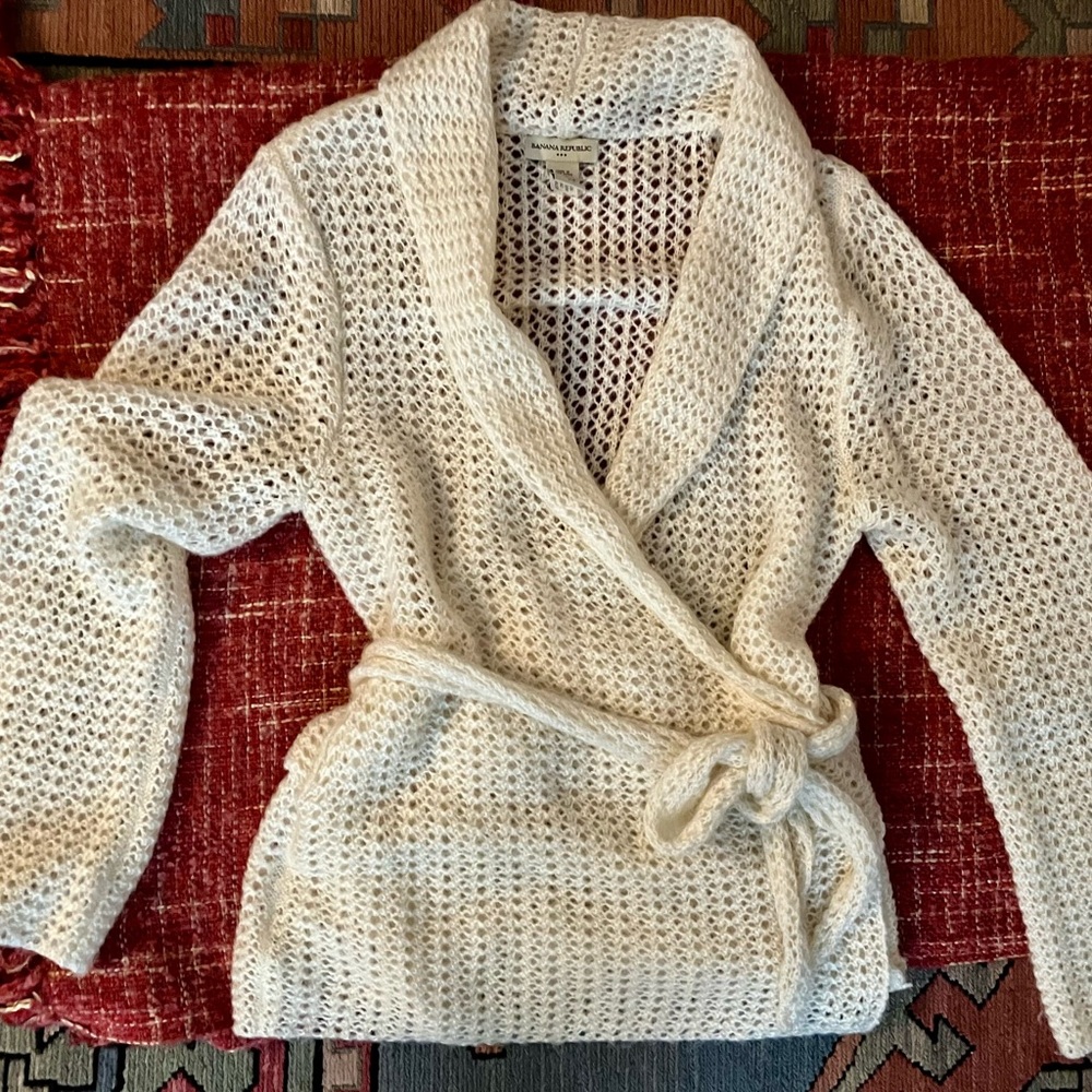 Banana Republic, size L,  delicate, cream knit, wrap sweater